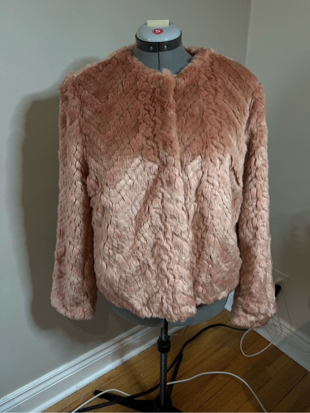 Sam Edelman Dusty Rose Faux Fur Teddy Jacket
